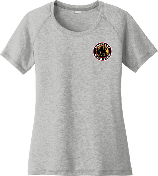 Maryland Black Bears Ladies PosiCharge Tri-Blend Wicking Scoop Neck Raglan Tee